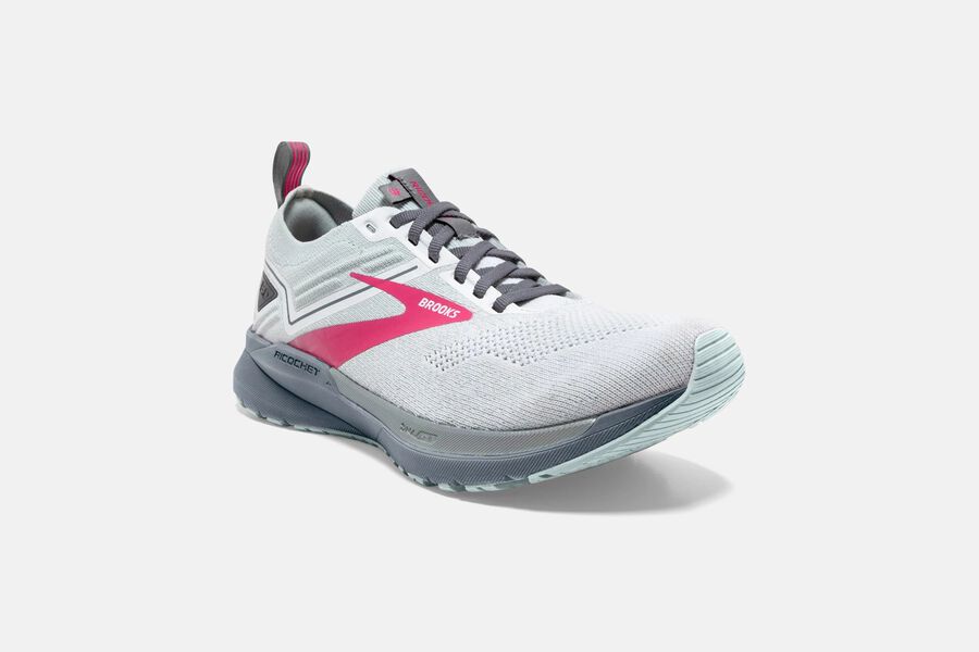 Brooks Ricochet 3 Road Loopschoenen Dames - Wit/Roze - 391062FVE